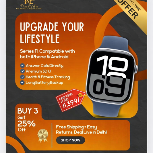 Pralisha Watch Apple series 11 [GPS + Cellular] & Next-Gen Smart Features OBD Deal Live in Delhi ⌚